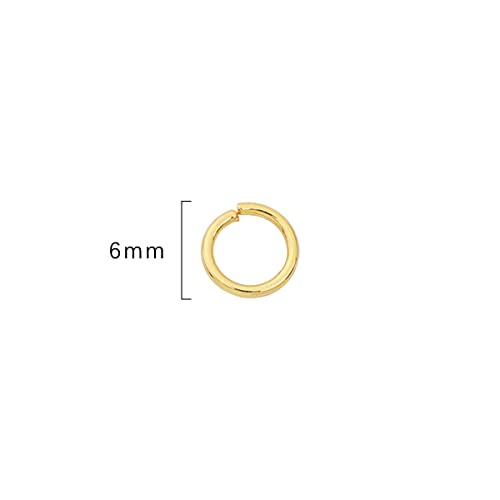 BEADIA 14K Gold Plated Jump Rings Non Tarnish 6mm 400pcs for Jewelry Making Findings - color: 14K Gold, size: 0.7x6mm