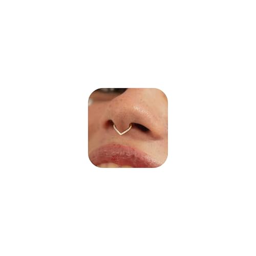 316L Stainless Steel 16G Teardrop 5A CZ Septum Nose Rings Daith Piercing | Hinged Seamless Septum Nose Ring CZ Helix Tragus Daith Piercing Jewelry for Women Silver, Black, 14K Gold Plated 8mm/10mm - color: Gold, Clear CZ(5A), size: 16g(1.2mm)-10mm