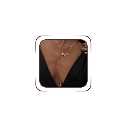 Trendy Long Gold or Silver Teardrop Tassel Y Necklace, Delicate Hollow Irregular Geometric Necklaces for Women Punk Party Charm Statement Jewelry Gift - color: Gold