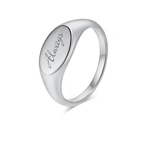 Personalized Women's Oval Signet Ring - Custom Engraved Ring For Ladie's - Signet Wedding Band - Initials or Monogram Engraved Free - Ships From USA