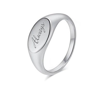Personalized Women's Oval Signet Ring - Custom Engraved Ring For Ladie's - Signet Wedding Band - Initials or Monogram Engraved Free - Ships From USA
