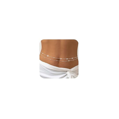 2PCS Gold Silver Waist Chain Adjustable Layered Belly Chain Body Chain Jewelry for Women Sexy Bikini Beach Boho Pearl Beaded Cuban Satellite Waist Chains - style: 2PCS-SL-O-chain+Bead