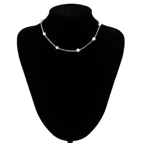 CSIYANJRY99 Pearl Necklace and Earring Set Faux Pearl Jewelry Sets for Women Imitation Beaded Pearl Necklace Bracelet Stud Earrings for Women - color: Silver Pearl Set