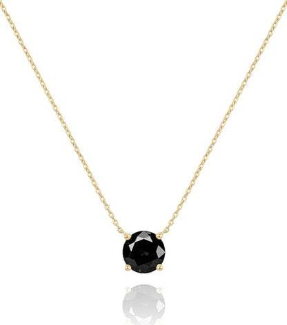 Inerney Diamond Necklace for Women,14K Gold Plated Solitaire Cubic Zirconia Birthstone Pendant Necklace 1.5 Carat (7.3mm) Crystal, Dainty Simple Trendy Jewelry Accessories Birthday Gifts for Women Mom - color: Gold
