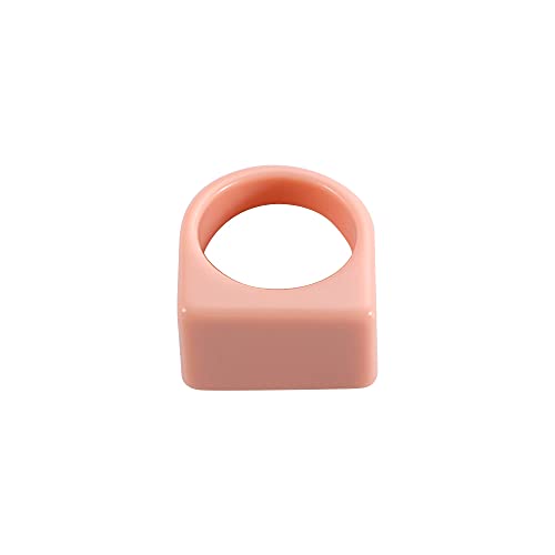 Colorful Transparent Resin Rings Finger Rings,Geometry Rings Set Candy Color Marbling Thumb Rings(Pink) - color: Pink