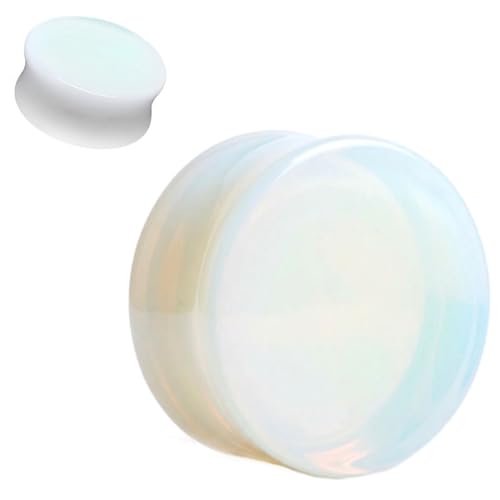 Opalite Organic Stone Ear Plugs Gauges Sold in Pairs - style: 22mm-7/8 inch