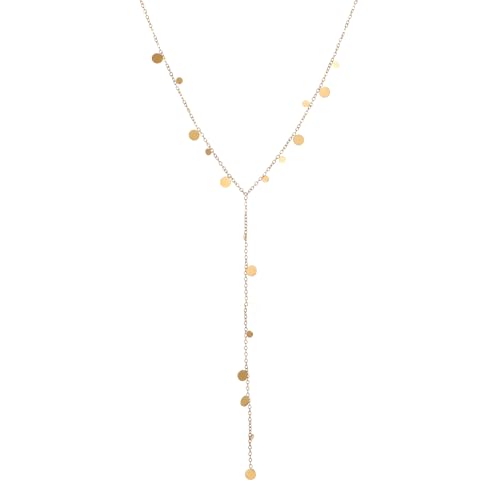 18K Gold Plated Minimalist Drop Y-Shaped Necklace for Women | Simple Lariat Necklace, Minimalist Everyday Jewelry,Y-Shaped Necklace - style: Y Coin Dangle-Gold