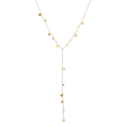 18K Gold Plated Minimalist Drop Y-Shaped Necklace for Women | Simple Lariat Necklace, Minimalist Everyday Jewelry,Y-Shaped Necklace - style: Y Coin Dangle-Gold