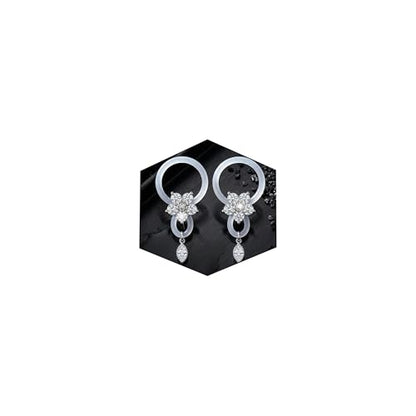 DJCIW 2pcs Flower Fake Nipple Piercing, Adjustable Silicone Non Piercing Lust Locks Nipple Jewelry with Marquise CZ Dangle, Coquette Y2K Aesthetic for Rave & Music Festival - color: silver-flower