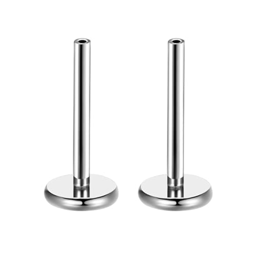 Threadless Bar G23 Titanium 20G 16G 18G Replacement Post Bar Flat Back Stud Earrings for Helix Cartilage Lobe Medusa Labret Nose Tragus Conch Piercing Jewelry - size: 20g 5mm, style: Disc 4mm,2Pcs Threadless Bars
