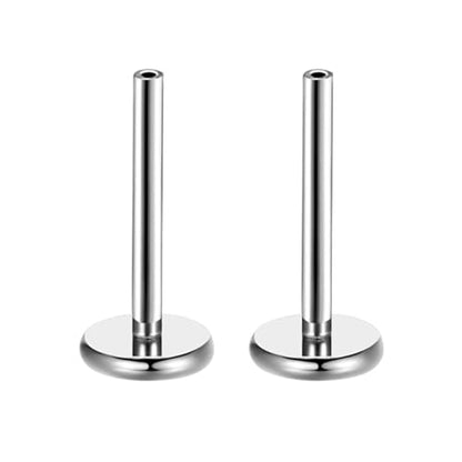 Threadless Bar G23 Titanium 20G 16G 18G Replacement Post Bar Flat Back Stud Earrings for Helix Cartilage Lobe Medusa Labret Nose Tragus Conch Piercing Jewelry - size: 20g 5mm, style: Disc 4mm,2Pcs Threadless Bars