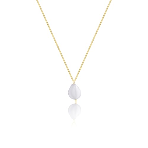 Kyerlyn Dainty Pearl Pendant Necklaces for Women 14K Gold Plated Handmade Layered Pearl Chain Necklace Delicate Layered Pearl Necklace Everyday Jewelry Gift - color: Irregular Pearl-Gold