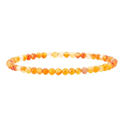 Cherry Tree Collection Gemstone Beaded Bracelets For Women and Men – Promotes Protection, Courage, Focus, Balance & Luck – Available in S, M, L with 4mm Round Beads - color: Carnelian, size: Medium