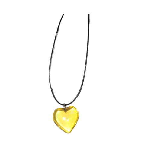 Yocoyee Dainty Colorful Glass Heart Shape Pendant Necklace Stainless Steel Link Rope Chian Love Heart Charms Pendant Necklace Y2K Trendy Jewelry Accessories for Women Jewelry - color: 6pcs