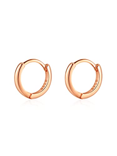 Mini Tiny Huggie Hoop Earrings Top Upper Ear Cartilage Forward Helix Cuff Plain Simple 925 Sterling Silver Gold 9mm 8mm 7mm 6mm 5mm Hoop Earrings - color: Rose Gold-8mm
