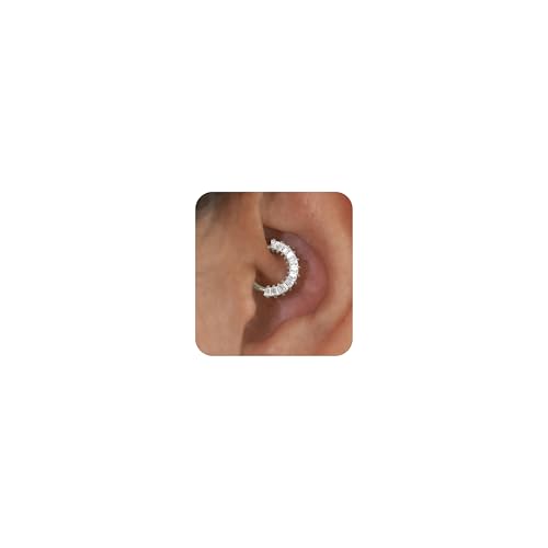 Cartilage Daith Earrings For Women Small 14K Gold Plated Hoop Hypoallergenic Helix Piercing Huggie Surgical Steel Diamond Implant Cubic Zirconia Prom Gift Jewelry - color: Style4-Silver, size: 16g-8mm