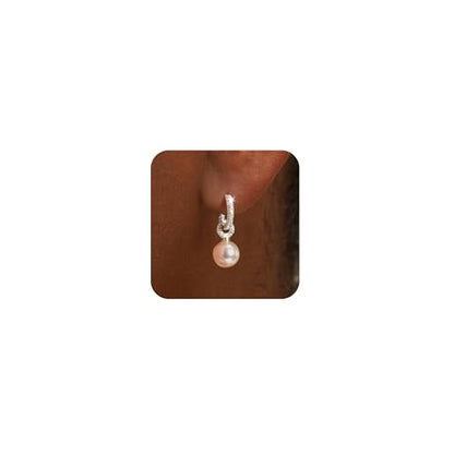 YOIHUR Drop Dangle Pearl Earrings for Women, Dainty 14K Gold Plated Pearl Hoop Earrings Hypoallergenic Wedding Pearls Dangle Earrings Jewelry Gift for Women Bridal - color: Gold-Elegant and Atmospheric Pearl Earrings