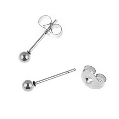 Stainless Steel Earrings Hypoallergenic Earrings, Ball Stud Silver Stud Earrings Set for Women Men Girls, Nickel Free Earrings - style: 5pairs(2-6mm)