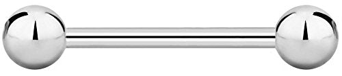Forbidden Body Jewelry nipple barbell, nipple bars, silver nipplerings piercing Surgical Steel 8g - 18g Straight Barbell Body Jewelry (Sold Individually) - style: 18G 10mm (3/8") 3mm Balls