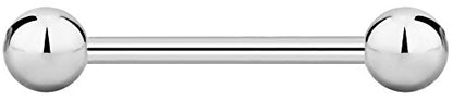 Forbidden Body Jewelry nipple barbell, nipple bars, silver nipplerings piercing Surgical Steel 8g - 18g Straight Barbell Body Jewelry (Sold Individually) - style: 18G 10mm (3/8") 3mm Balls