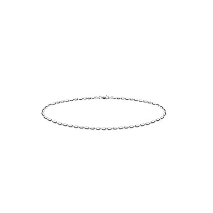 Savlano 925 Sterling Silver Oval Rice Bead Strand Chain Anklet For Women - Made in Italy Comes With a Gift Box - style: 1.8MM