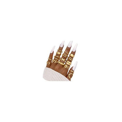 15-25 Pcs Chunky Gold Rings Set for Women, Stackable Finger Midi Rings, Dainty Gold Stacking Statement Womens ring pack - color: Gold-16Pcs