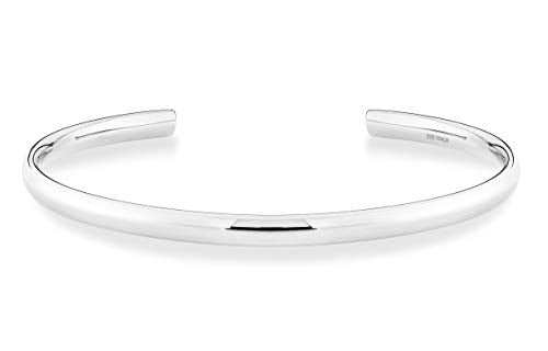 Miabella 925 Sterling Silver or 18K Gold Plated 925 Sterling Silver Italian 4mm Open Cuff Polished Bangle Bracelet for Women Adjustable 7.25 to 7.5 Inch Made in Italy - style: Sterling-Silver