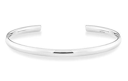 Miabella 925 Sterling Silver or 18K Gold Plated 925 Sterling Silver Italian 4mm Open Cuff Polished Bangle Bracelet for Women Adjustable 7.25 to 7.5 Inch Made in Italy - style: Sterling-Silver