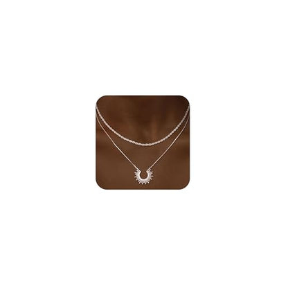 CHESKY Layered Necklaces for Women Trendy, Dainty 14k Gold Plated Pendant Necklace Layering Necklace for Women Non Tarnish Hypoallergenic Sun Gold Necklace Stack Gold Jewelry for Women Gifts - style: SunRope-SL
