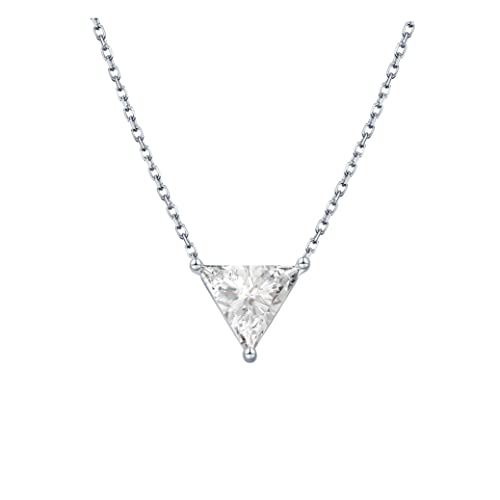 S.Leaf 18K Gold Plated Cubic Zirconia Choker Necklace for Women 925 Sterling Silver Layered Coin Moon Star Heart Circle Crystal Lariat Pendant Necklaces Gifts for Women Trendy - color: Triangle_Silver