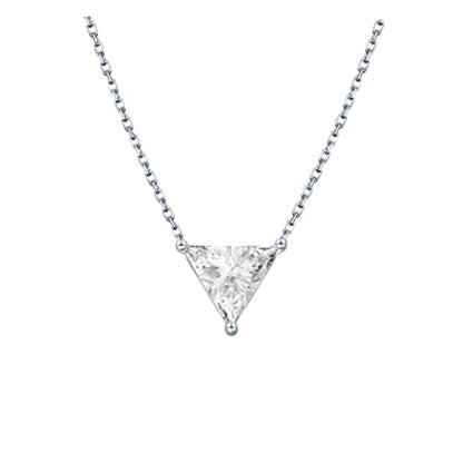 S.Leaf 18K Gold Plated Cubic Zirconia Choker Necklace for Women 925 Sterling Silver Layered Coin Moon Star Heart Circle Crystal Lariat Pendant Necklaces Gifts for Women Trendy - color: Triangle_Silver