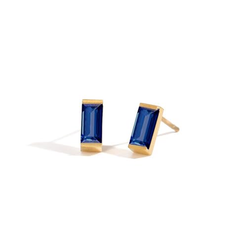 Birthstone Stud Earrings for Women 18K Gold Plated Stainless Steel Crystal Earrings Birthday Gift - color: 09 September