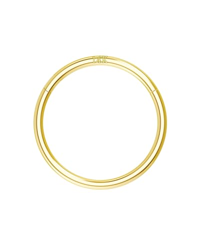 14K Solid Gold Nose Rings, Yellow Gold, 18g/16g/20g | For Women Man, Real Gold, 14Kt, Tiny Seamless Hoop, Nose Piercing, Cartilage Earring, Hypoallergenic - color: HoopA, size: 20g-8mm