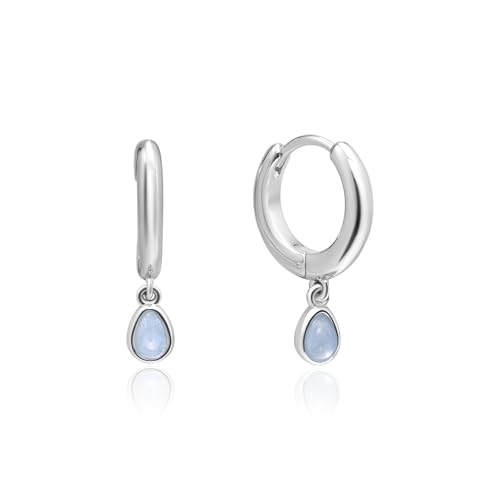 ARSIS Heart Charm Huggie Hoop Earrings for Women, Dainty 18K Gold Plated Heart Drop Hoops with CZ, Hypoallergenic, 925 Sterling Silver Posts, Tarnish-Free, Lightweight Jewelry Gift for Her - color: Aqua Teardrop