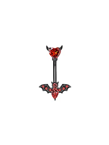 MIFYNN Stainless Steel Belly Button Ring Bat Belly Button Ring Butterfly Belly Button Ring 14G Surgical Steel Navel Ring Belly Piercing Jewelry Halloween Body Jewelry Gift for Women - color: Black bat