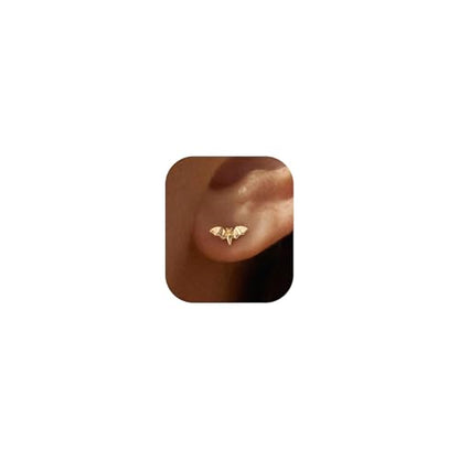 Stud Earrings for Women- 14K Gold/White Gold Plated/Black Bow Dragon Softball Snake Bat Stud Earrings - color: bat