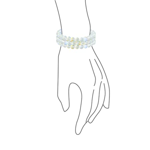 Bling Jewelry Genuine 8MM Gemstone Ball Bead Stretch Bracelet Stackable (3 Set) - color: Created Moonstone