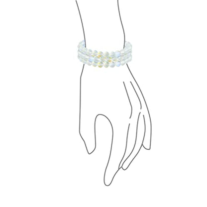Bling Jewelry Genuine 8MM Gemstone Ball Bead Stretch Bracelet Stackable (3 Set) - color: Created Moonstone