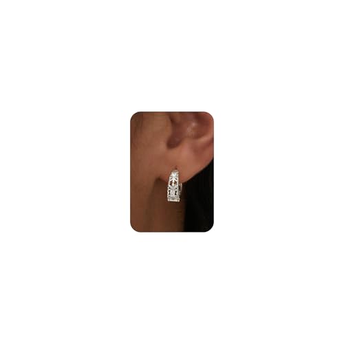 LLWOM Gold Huggie Earrings for Women-14k Gold/Silver/Rose/Black Plated Heart Hoop Earrings Hypoallergenic Lightweight Hoops Gifts - style: Silver Classical