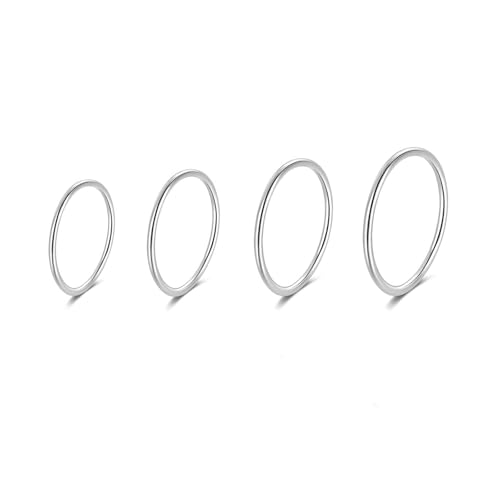 1.2mm Thin Knuckle Rings for Women 925 Sterling Silver Midi Stacking Pinky Thumb Ring Band Size 2.5-8.5 - color: Style 1, size: 4PCS: SIZE 6, 6.75, 7.75, 8.5