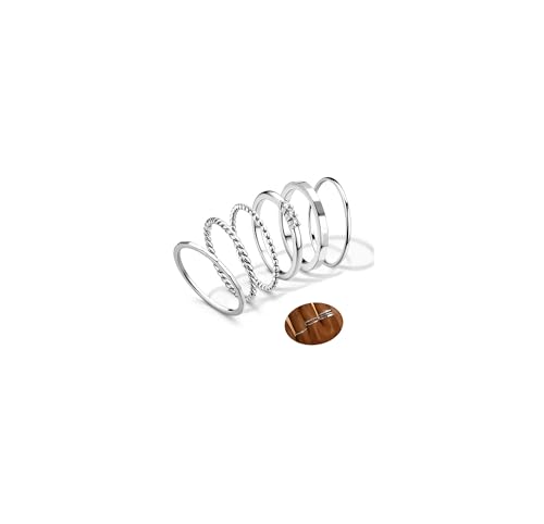 FIBO STEEL 14K Gold Plated Stackable Rings for Women Non Tarnish - Dainty Rings Cubic Zirconia Thin Ring Set Minimalist Thumb Stacking Ring Size 5-11 - size: SIZE 8
