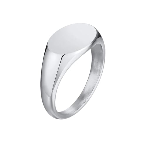 New 2026 Oval Signet Ring, Stainless Steel Womens Rings, Engrave Initial Pinky Jewelry Fashion Accessories Creative Gift