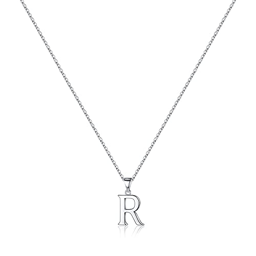 Turandoss S925 Sterling Silver Initial Necklaces for Women, Dainty Hypoallergenic Letter Initial Pendant S925 Sterling Silver initial Necklace for Women Jewelry Gifts - style: R