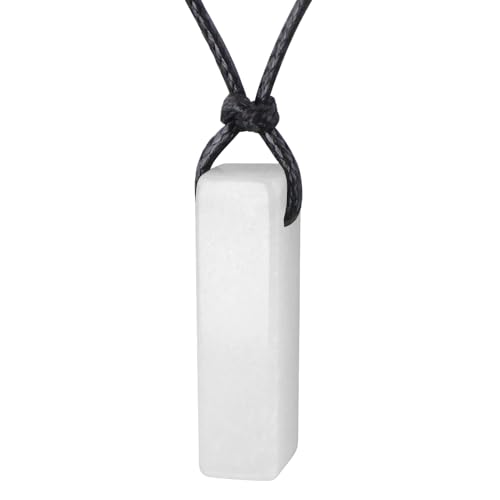 FANASY Natural Gemstone Pendant Necklace for Men Healing Crystal Pendant Adjustable Black Rope Necklace Jewelry Gifts for Women Men - color: Clear Quartz