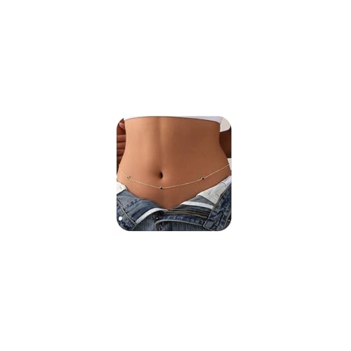 Waist Chain for Women 14K Gold/Silver Plated Body Chain Beads Link Belly Chains Belly Belt Waist Beads Chains Adjustable Sexy Bikini Body Jewelry Daily Belts Gifts for Women - style: Dark Blue CZ Chain-GD