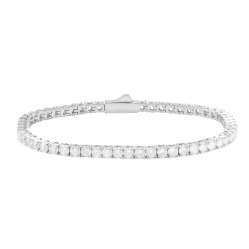 18K Gold Plated Tennis Bracelet for Women Men, 3/4/5mm Iced Out 5A Cubic Zirconia Classic Tennis Chain Bracelets 7 Inches 8 Inches, Diamond Tennis Bracelet Lady Fashion Jewelry - color: Silver, size: 8 Inches, style: 3mm
