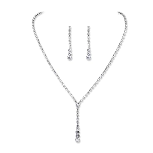 Necklace Set with Linear Drop Earrings for Prom Gala and Evening Social Events