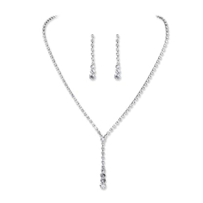 Necklace Set with Linear Drop Earrings for Prom Gala and Evening Social Events