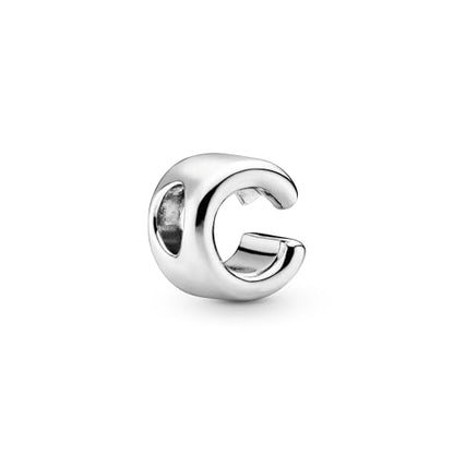 Pandora Alphabet Charm - Compatible Moments - Gift for Her - Made with Sterling Silver - with Gift Box - style: Letter C