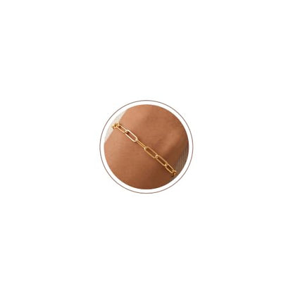 925 Sterling Silver Bracelet for Women，5MM Paperclip Chain Bracelet Sterling Silver Chain Bracelets Dainty Smooth Jewelry Gifts for Girlfriend Mother Wife 6/6.5/7/7.5/8 Inch - color: Gold